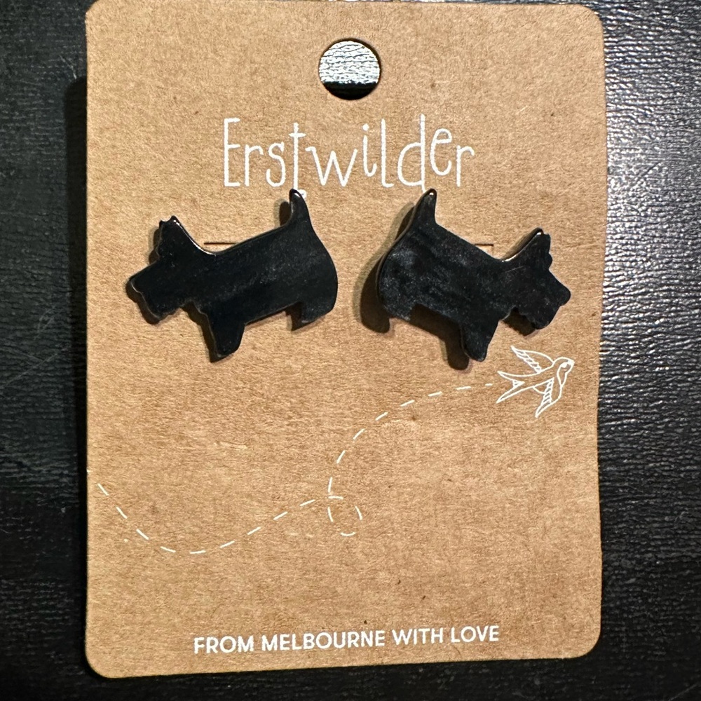 Black Scottie Dog Stud Earrings